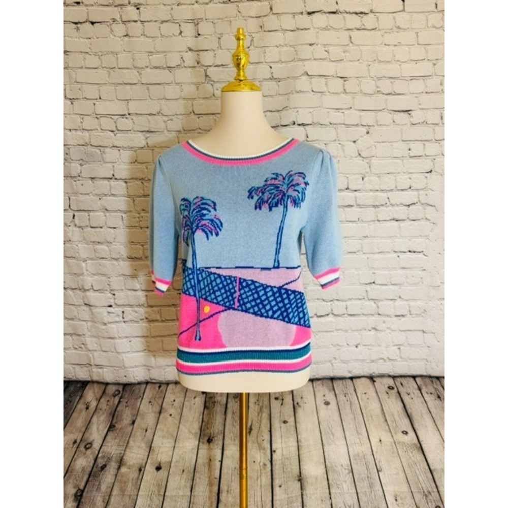 NWT Lilly Pulitzer Vivi Sweater Perfect Match Palm Tree Intarsia Blue S